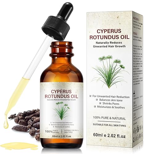 Aceite Cyperus Rotundus, aceite de Cyperus, aceite de depilación Cyperus Rotundus de 2.1 fl oz, reparación con infusión de péptidos, reduce el