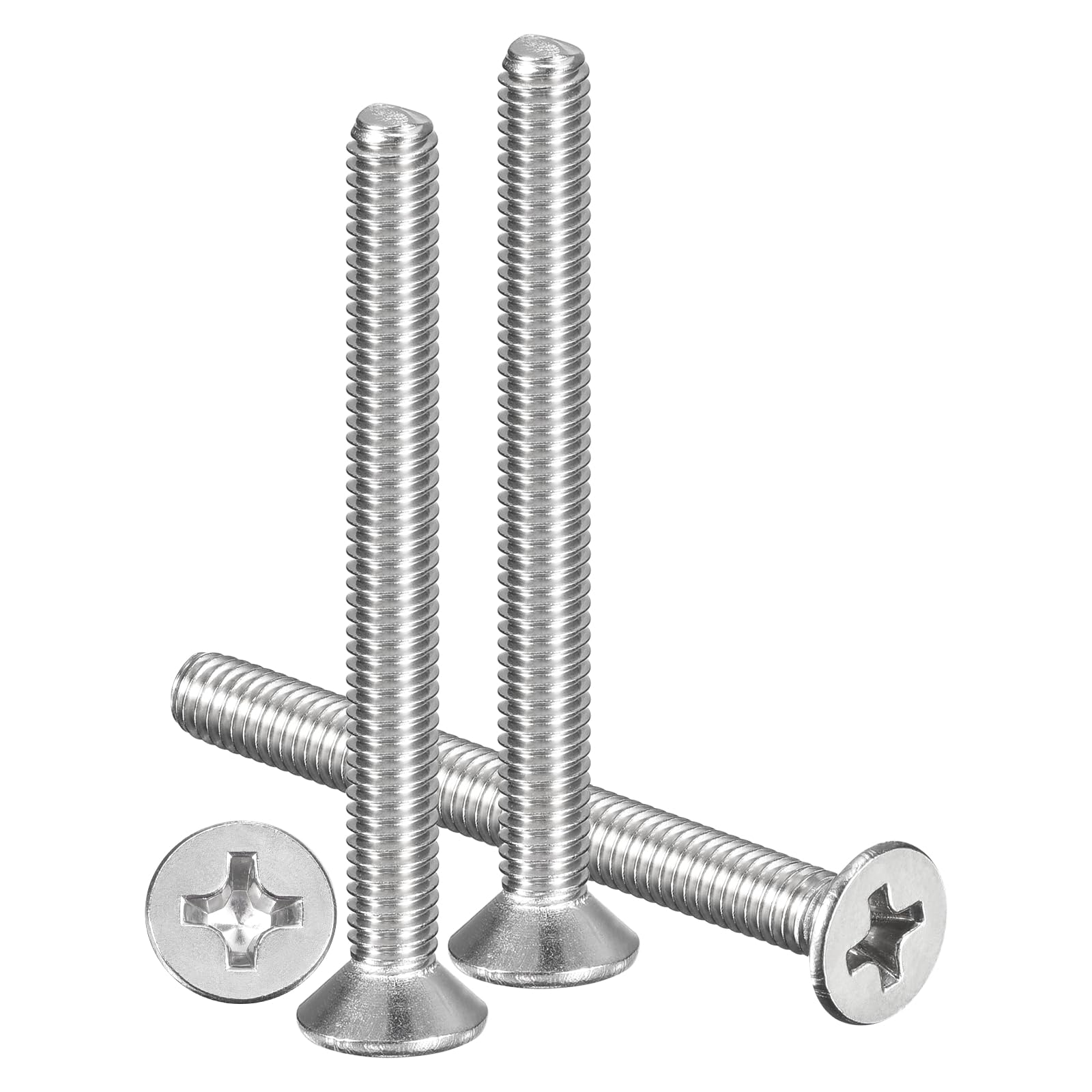 METALLIXITY Phillips Flat Head Machine Screws Bolts (M4-0.7x45) 30Pcs, Stainless Steel 304 Countersunk Cross Screws - for Household Indoor Maintenance Installment DIY, Silver
