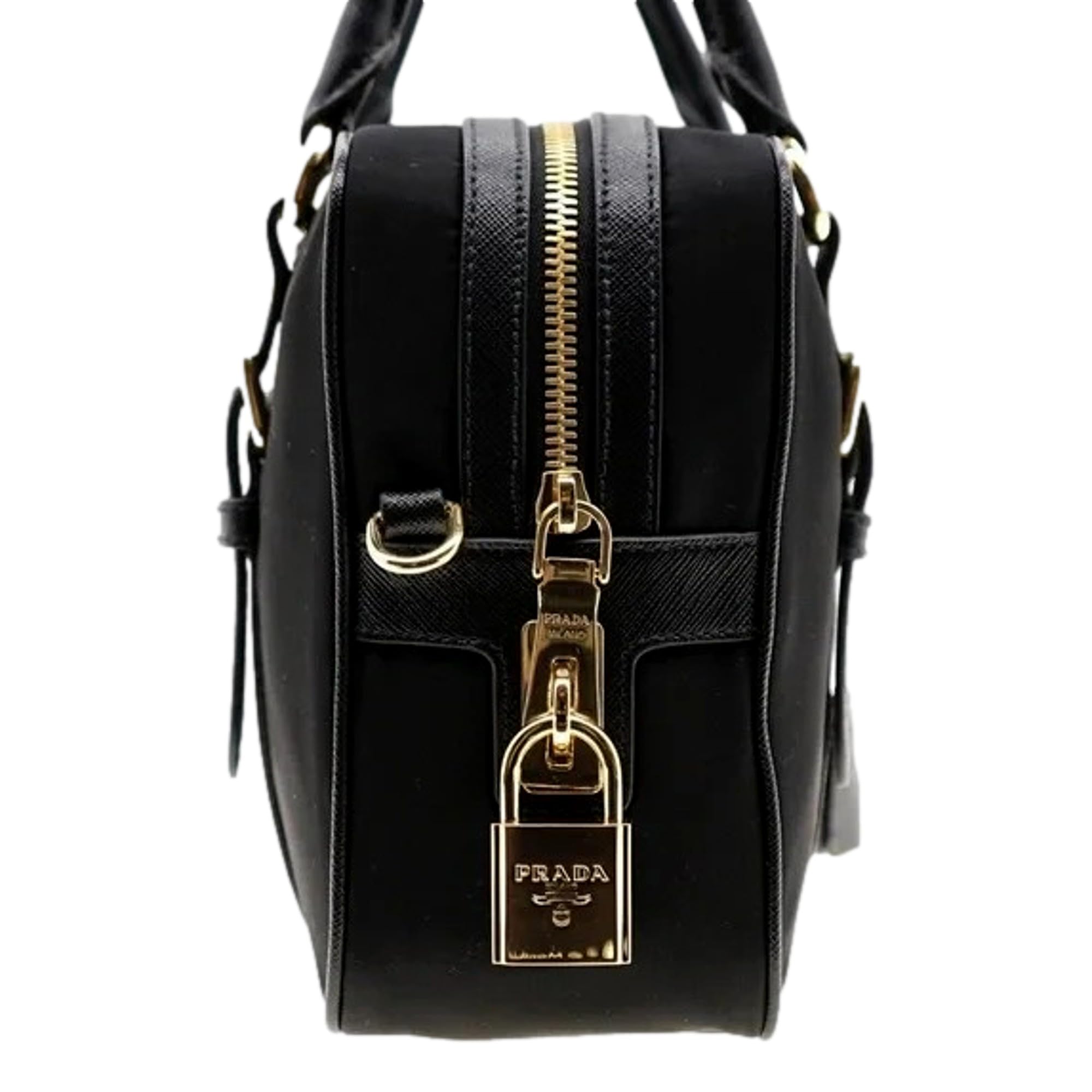 Prada Black Nylon Saffiano Satchel Shoulder Bag