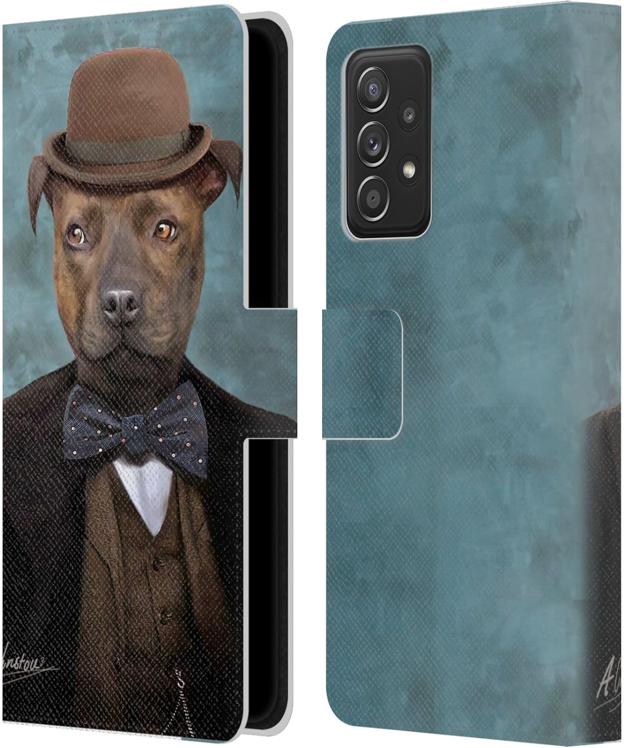 Head Case Designs Officially Licensed Anthony Christou Sir Edmund Bulldog Art Leather Wallet Case Compatible with Samsung Galaxy A53 5G (2022)