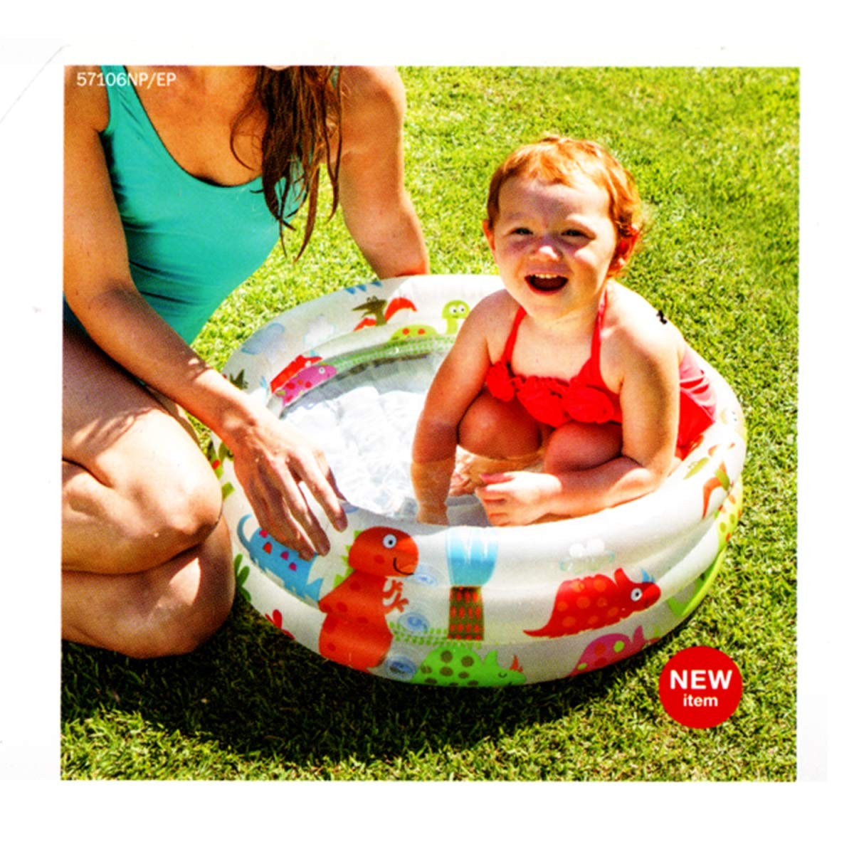 vwretails inflatable dinosaur 3 ring baby pool, 24 x 8.5(61cmx22cm) inflated - without pump- Multi color 1