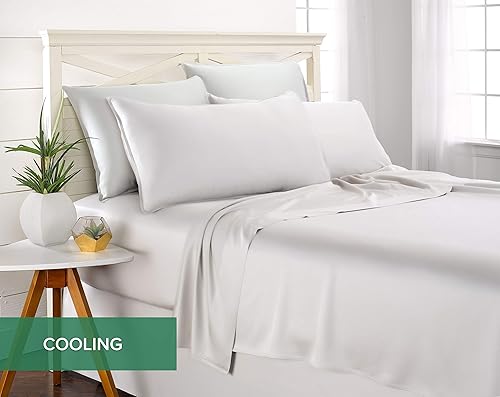 Miniatura 5 de Sábanas King de Pure Bamboo, Juego de sábanas de viscosa 100% orgánica genuina derivada del bambú, suaves y refrescantes, doble costura, promesa de