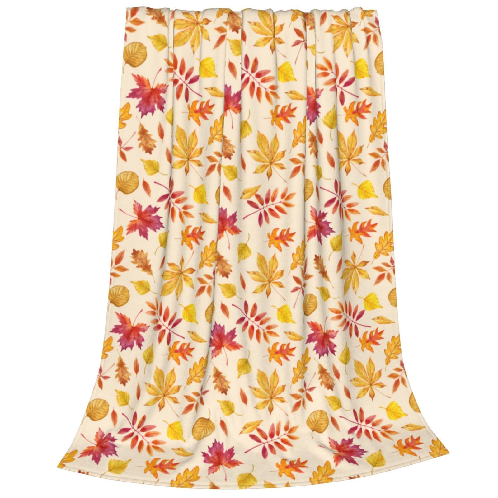 Autumn Maple Leaf Throw Blanket, Cozy Anti-pilling Fall Fleece Blanket, Soft Lightweight Flannel Blanket