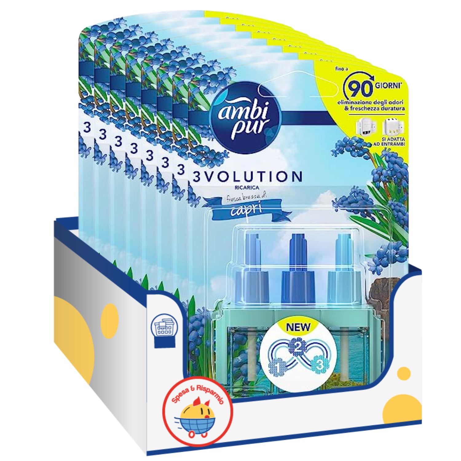 Ricarica Elettrica Profumatore per Ambienti – Fragranza Fresca Brezza di Capri – Compatibile con Diffusore 3Volution – Variazioni 4/6/8/10 Pezzi (8, Fresca Brezza di Capri)