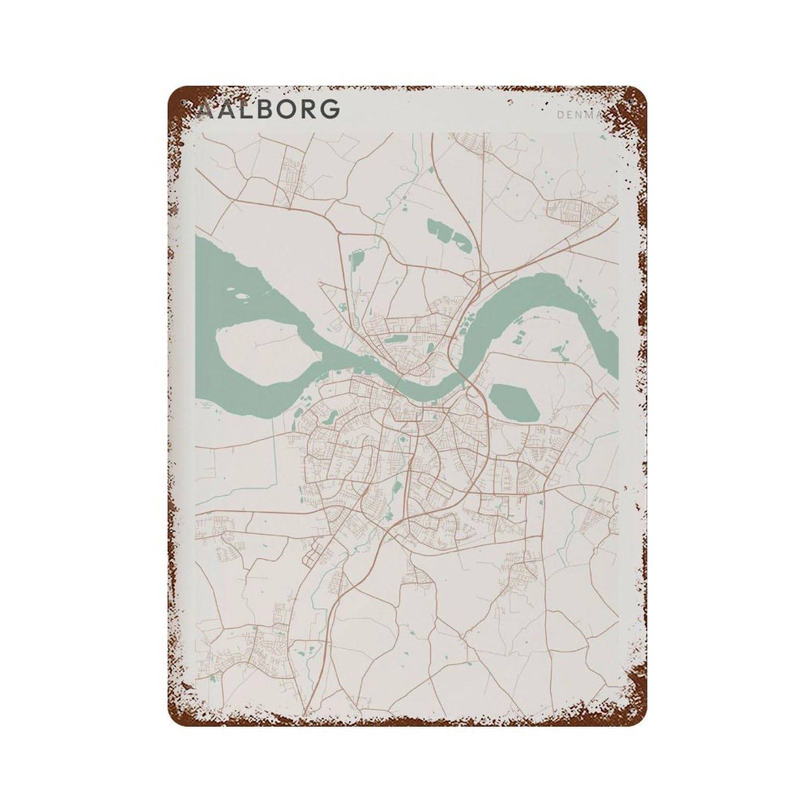 xiaoxiaoshen Aalborg Map Denmark Travel Gift Farmhouse Decor (2) Wall Decor Art Metal Tin Poster Modern Home Decor Art Home Bar Shop Decorations Vintage Sign 40x30cm