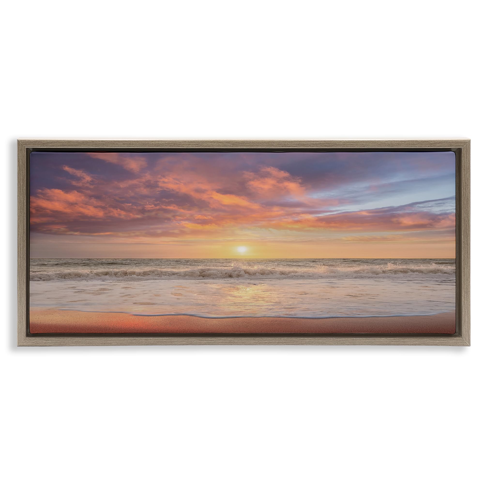 Stupell Industries Montalcino Elm (Textured) Vivid Sunset Ocean Horizon, 13 X 30 Inch Canvas In Floater Frame