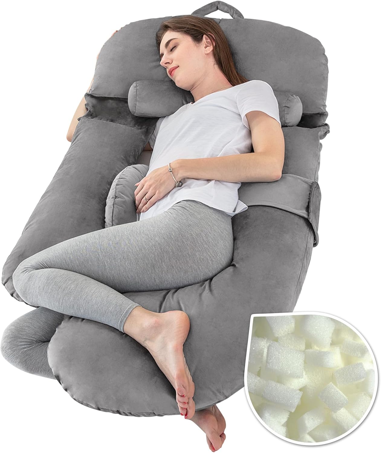 Amazon.com: LUXETILE Pregnancy Pillow Body Support, Memory Foam Filling Maternity Pillow for ...