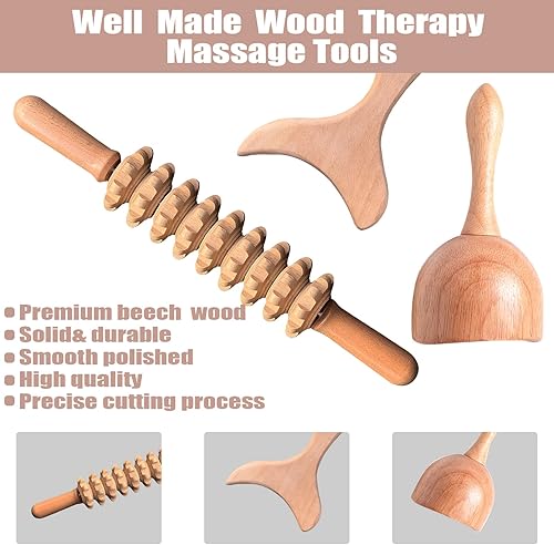 Miniatura 5 de Herramientas de masaje profesional de madera 3 en 1 para terapia de madera, masajeador de madera, para moldear el cuerpo, contorno, reducción de