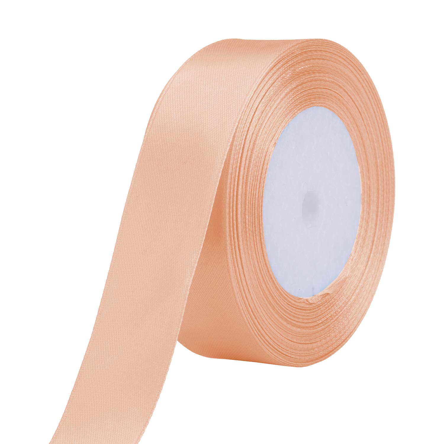 WedDecor Peach Ribbon for Gift Wrapping, 50mm x 25 Metres Double Sided Polyester Satin Ribbon Roll for Christmas, Wedding, Crafting, Sewing, Hair Bow, Birthday Cake Decoration — image 1