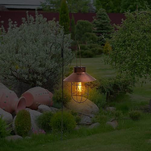 Miniatura 4 de YARNOW Gancho doble de pastor para comedero de pájaros, soporte para macetas, comederos de pájaros, linterna, negro, 48.8 pulgadas de altura