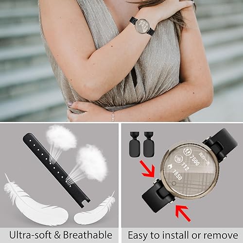 Miniatura 4 de Miimall Leather Watch Band Compatible with Garmin Lily Smartwatch Strap, Replacement Watch Band Quick Release Strap Adjustable Stylish Wristband