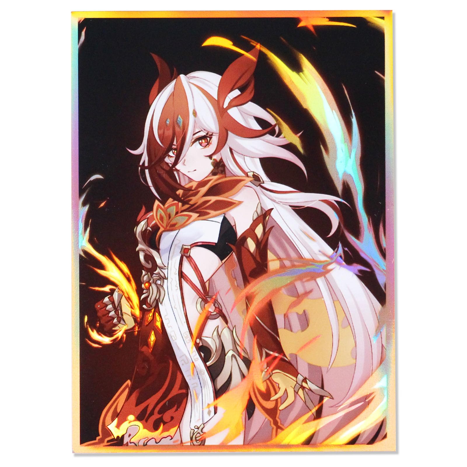 Volcanic Island 60ct 67x92mm Holographic Flashing (Fenghuang of Vicissitude) Top Loading Trading Card Sleeves Deck Protector for MTG/TCG/PTCG Art Anime Printing Card Sleeves Protectors (02)