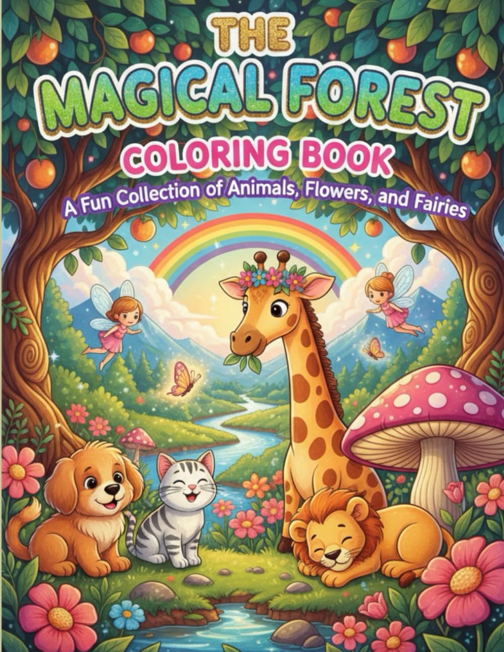The Magical Forest Coloring Book: A Fun Collection of Animals, Flowers, and Fairies