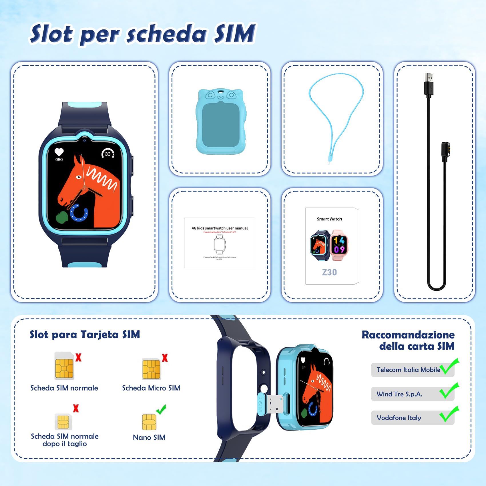 4G Smartwatch Bambini, 1.75" Orologio Smartwatch Bambini con Videochiamate, Orologio Intelligente Ragazzo con GPS, Chiamate, Chat Vocale, SOS, Fotocamera, Calcolatrice, Smart Watch Ragazzo e Ragazza