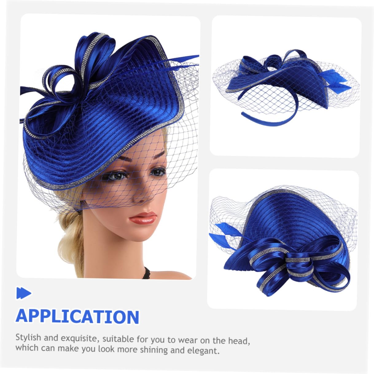 TOYANDONA Cappello Fascinator Donna Superficie Liscia in Canapa Blu Elegante e Riutilizzabile Accessorio Raffinato alla Moda per Tea Party per Occasioni Speciali