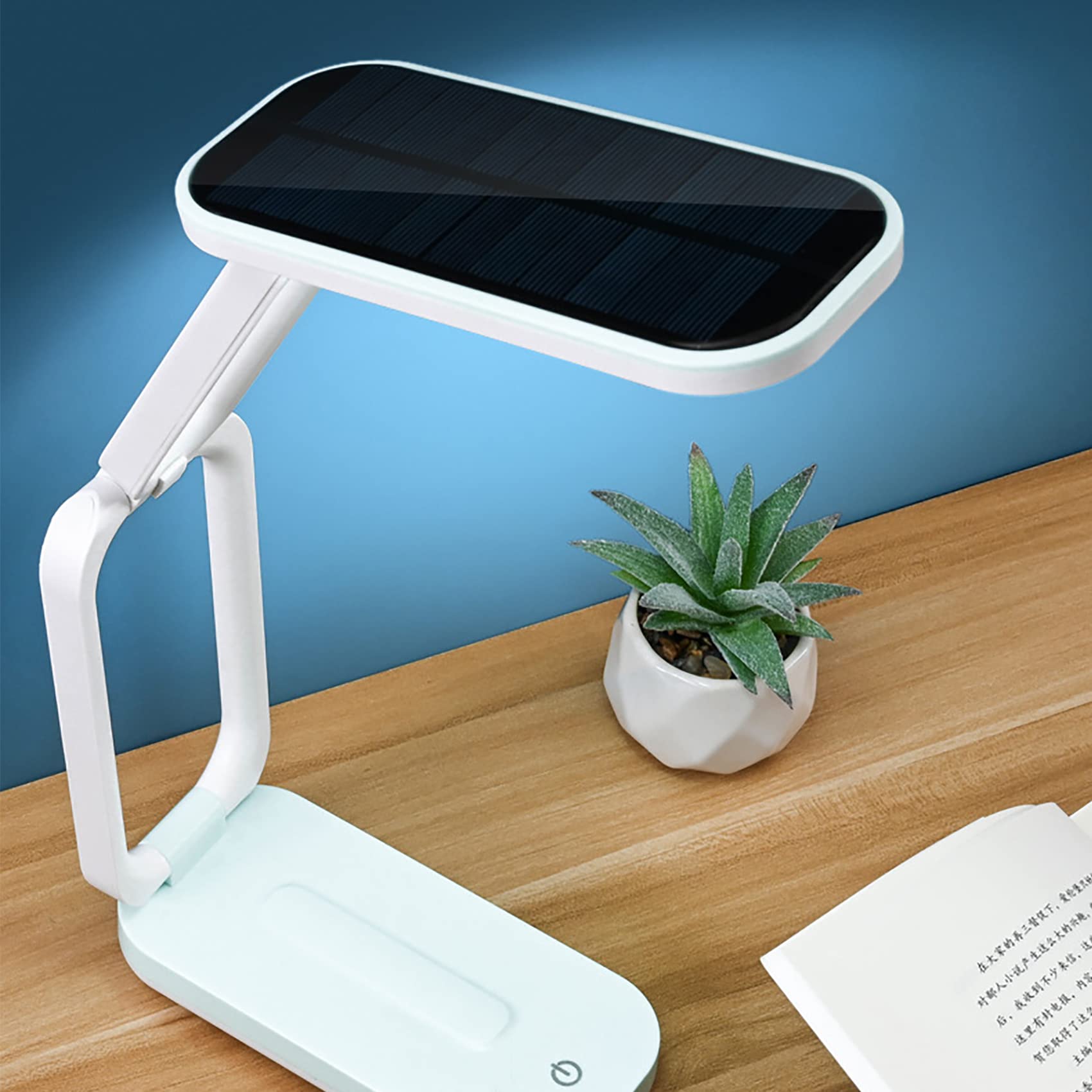 Lampara LED Escritorio Solar Portátil Plegable Lampara LED Recargable USB Lámpara de Mesa Solar Luz de Lectura Lámparas de Lectura de Noche para Trabajar, Estudiar (Rosado)