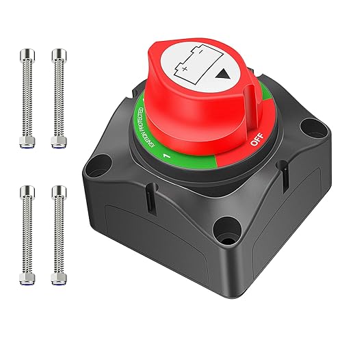 Nilight - Interruptor de batería de 1-2-Ambos-apagado, interruptor de corte maestro de desconexión de batería de 12 V-48 V para lancha, automóvil,