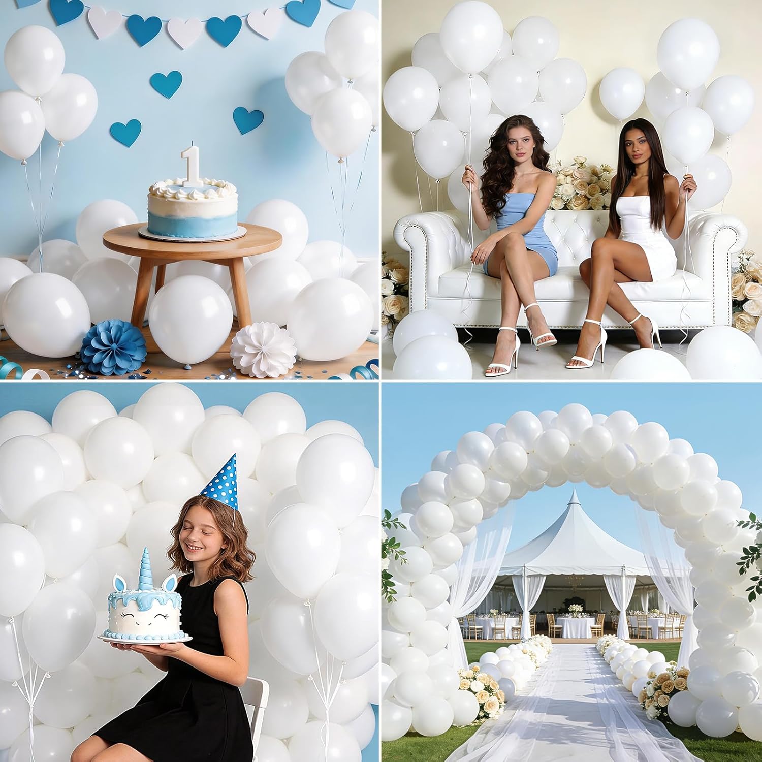 LOLStar Balloons Decorations,100 Pcs White Balloons 12 inch Latex Round Balloon Bulk for Arch Kit Garland, Perfect for Wedding Baby Shower Birthday Bridal Shower Graduation Engagement Party Decoration - Image 4