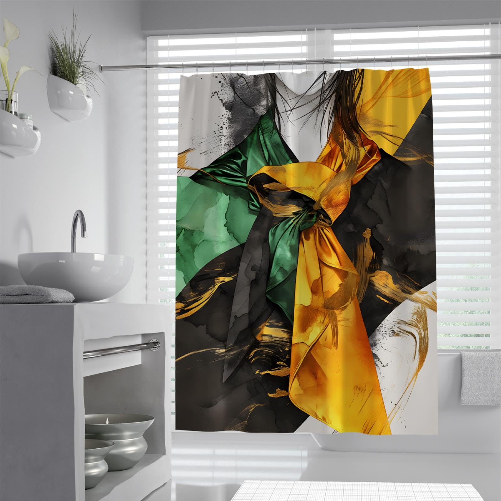 Lujoso juego de cortinas de ducha de tela con textura de oro negro con ganchos Forro de cortina de ducha moderno a prueba de agua Impermeable lavable para el baño del hotel del gimnasio 180x200