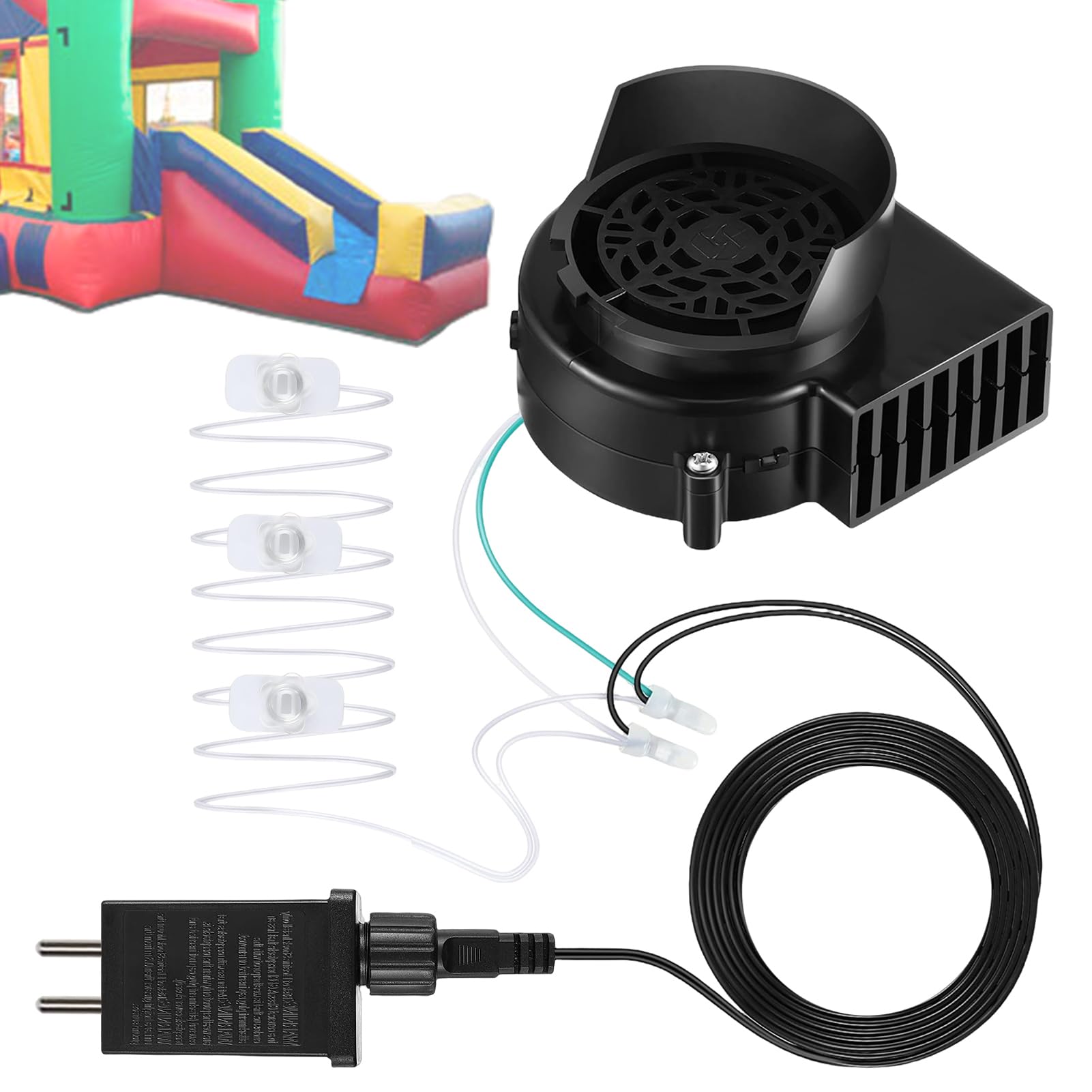 Souffleur de rechange pour figurines gonflables - 12 V - Pour figurines de Noël et décoration aérienne - Avec guirlande lumineuse LED