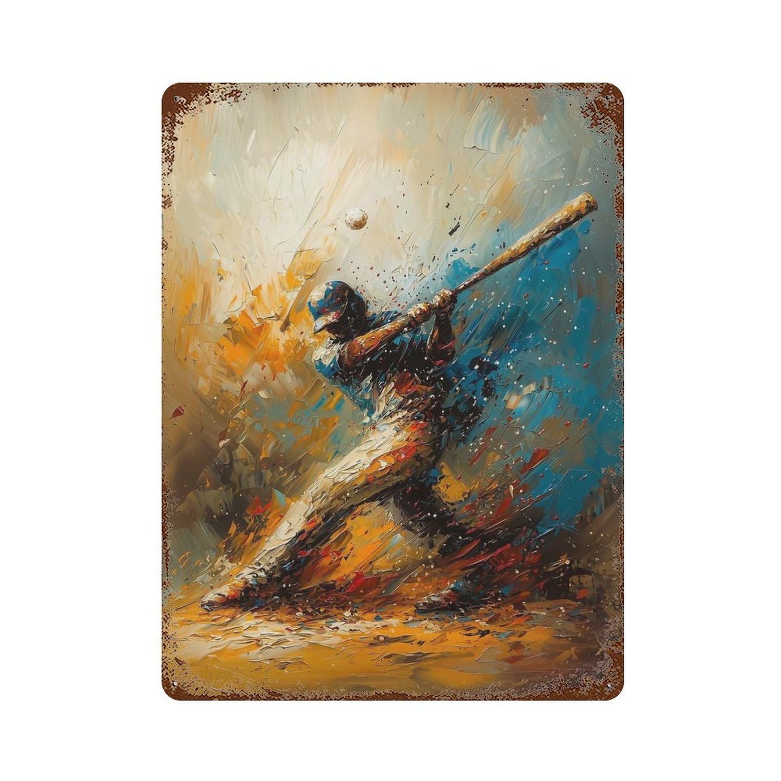 Abstract Baseball Player - Dynamic Sports Art Decorative Tin Sign 15.7"x11.8", Ideal for Garage, Bar And Workshop Decor