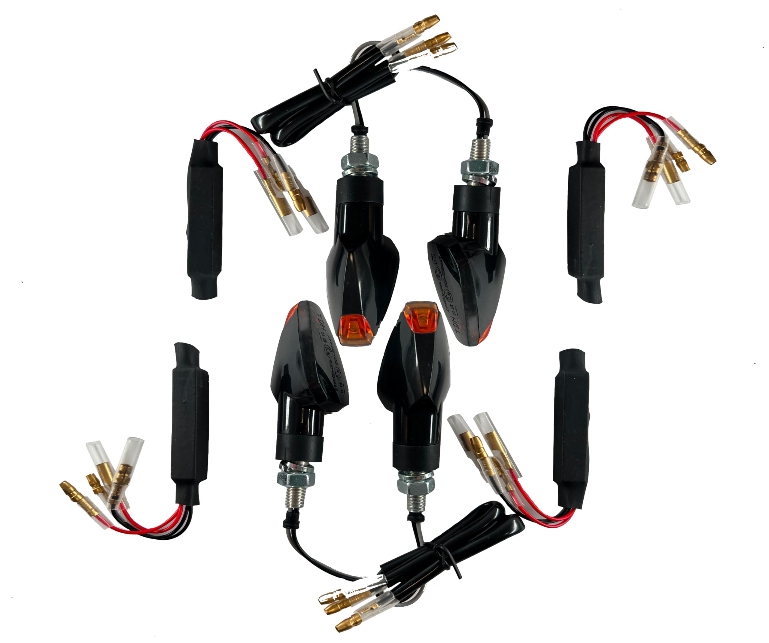 4 kierunkowskazy LED czarne rezystory [znak kontrolny E] - Honda Hornet 600 750 900