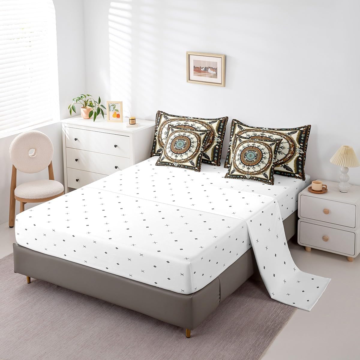 Feelyou Western Comforter Set with Sheets Southwestern Native 7 Piece Bedding Set Queen Size for Kids Boys Girls Western Arrow Feather Bed in a Bag Western Boho Bed Set