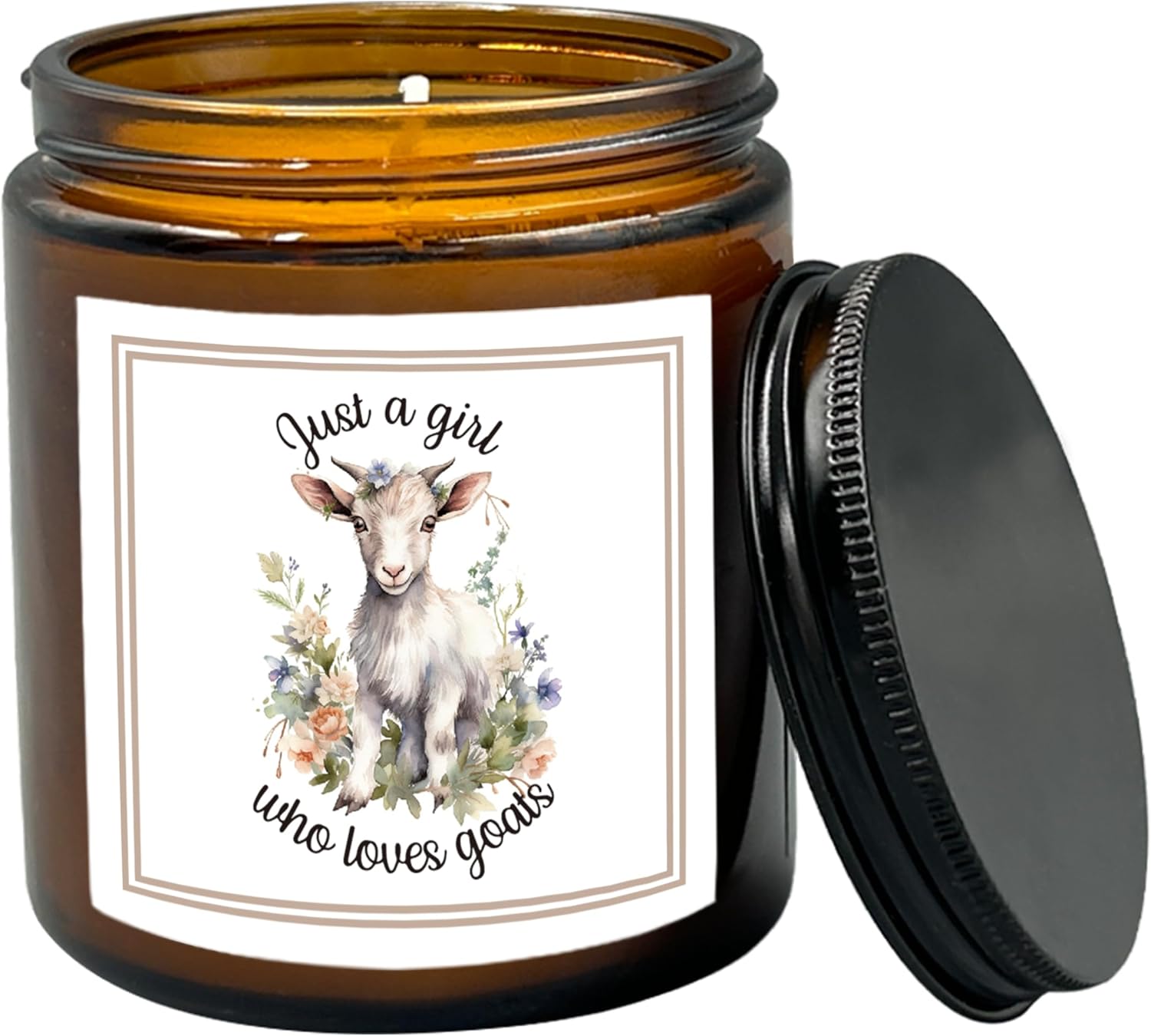 hiwx goat gifts scented candle, goat gifts for women lovers friends girls her, just a girl who loves goats soy candles for home decor scented 8oz holders