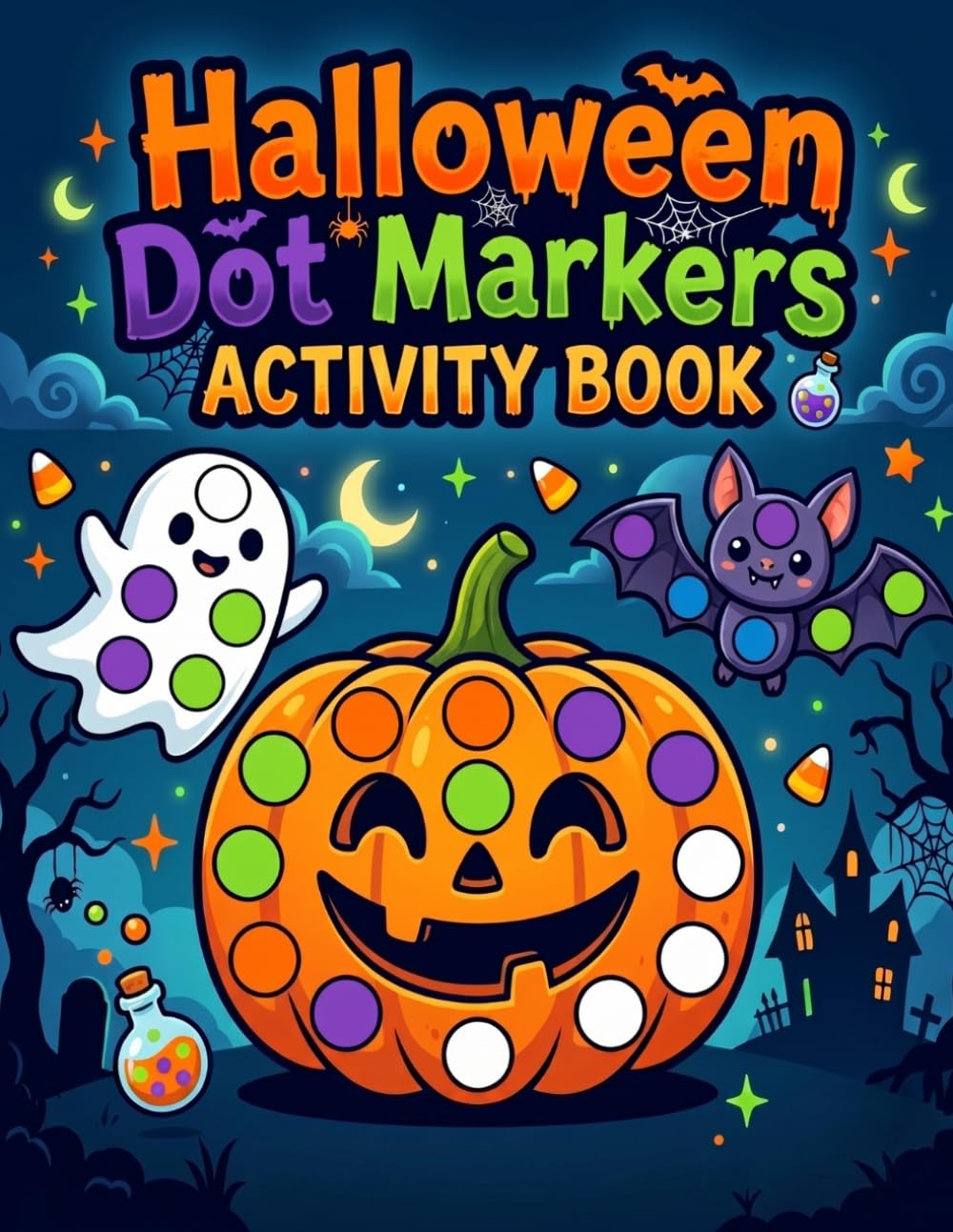 Halloween Dot Markers Activity Book: Cute Toddler Coloring Book with Pumpkins, Ghosts, Witches, and Monsters | Fun Spooky Paint Dauber Art Activity for Kids
