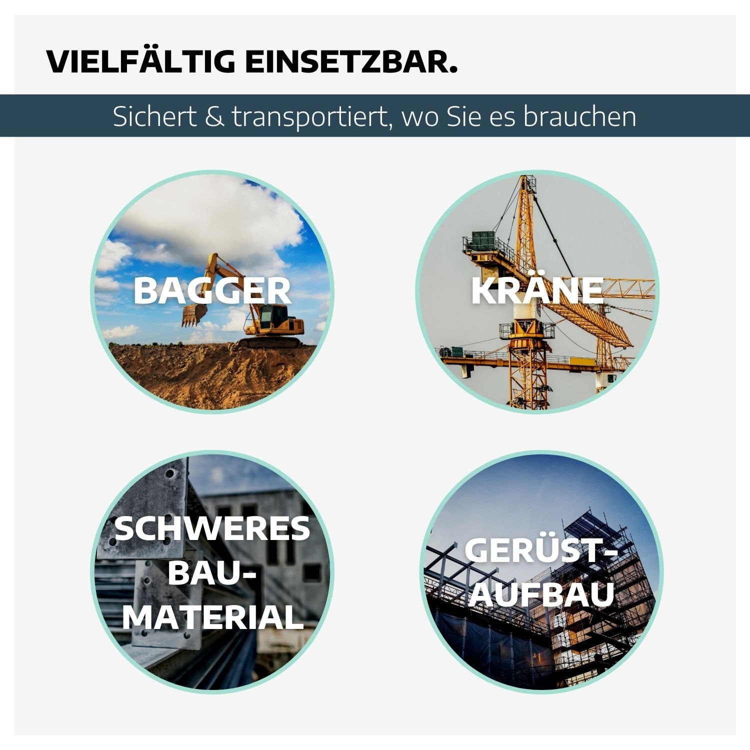 Zweiteilige Zurrkette 8 mm GK8 mit Ratschenlastspanner I langlebige Zurrkette für Bagger mit Ratsche I Sicherheitsgeprüfte Zurrkette für Bagger I Bagger-Zurrkette 1,5 m lang