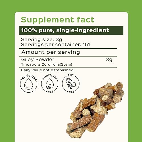 Miniatura 9 de Polvo de Guduchi (GiloyTinospora Cordifolia) 7 onzas  200 gm  Excelente modulador de inmunidad  Suplemento herbario natural para disminuir la