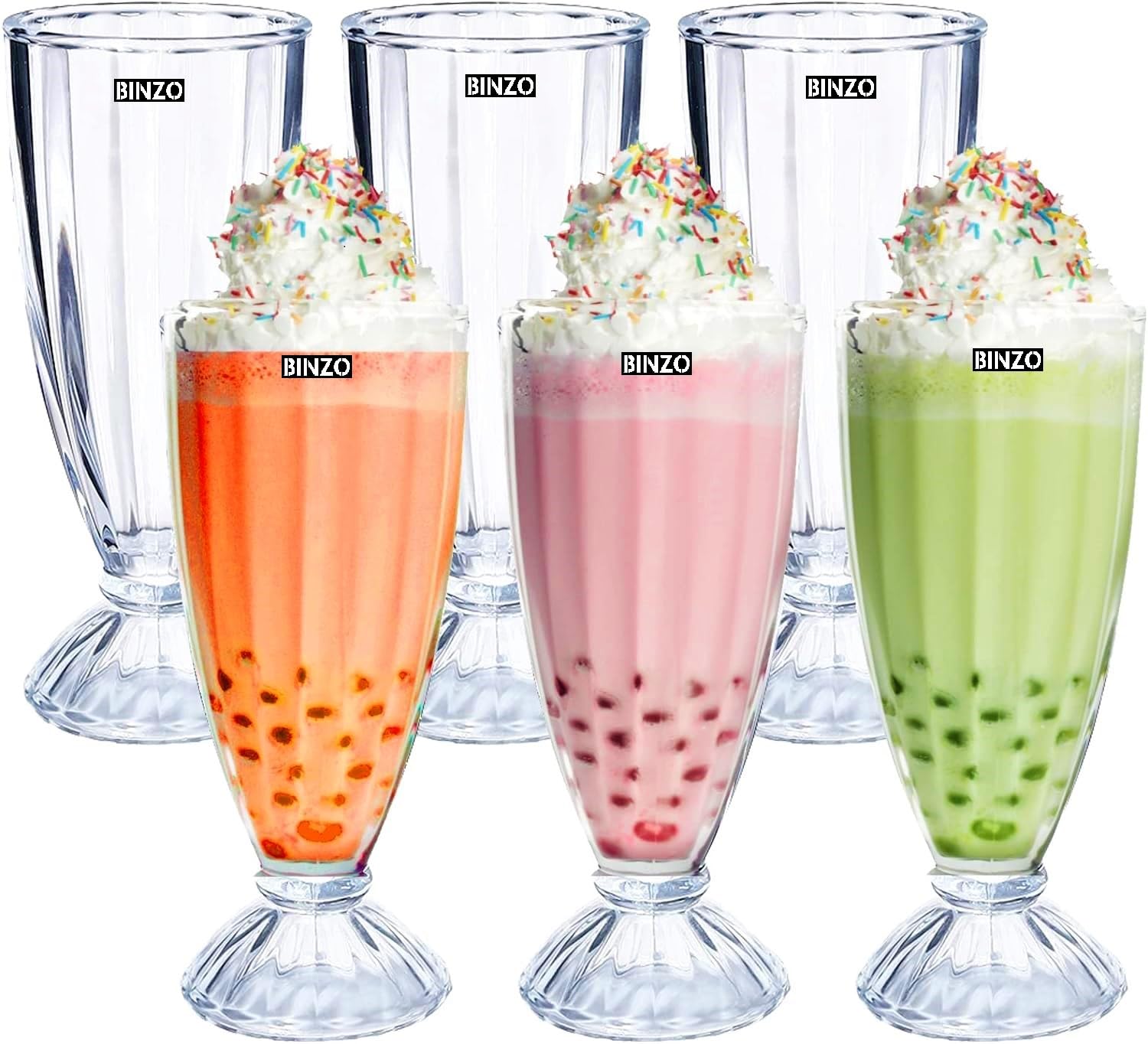 Buy BINZO 400 ml, Set of 6, Glass for Milkshake, Falooda