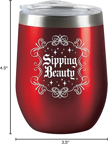 Miniatura 9 de Chris's Stuff Vaso de vino de 12 onzas  Taza de café helado con tapa a prueba de salpicaduras. Acero inoxidable de doble pared aislada al vacío con