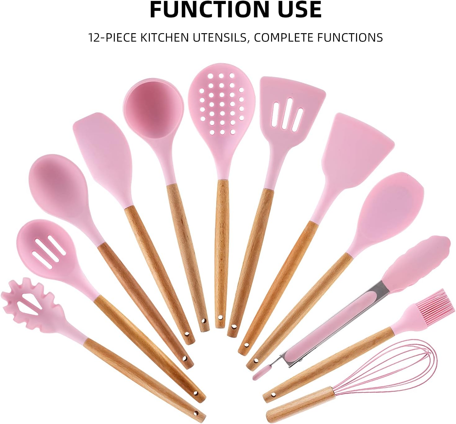 シリコンキッチン用品 13個 シリコンスパチュラスプーン 調理ツール 収納ホルダー付き 調理器具 ノンスティック調理器具 ブラック