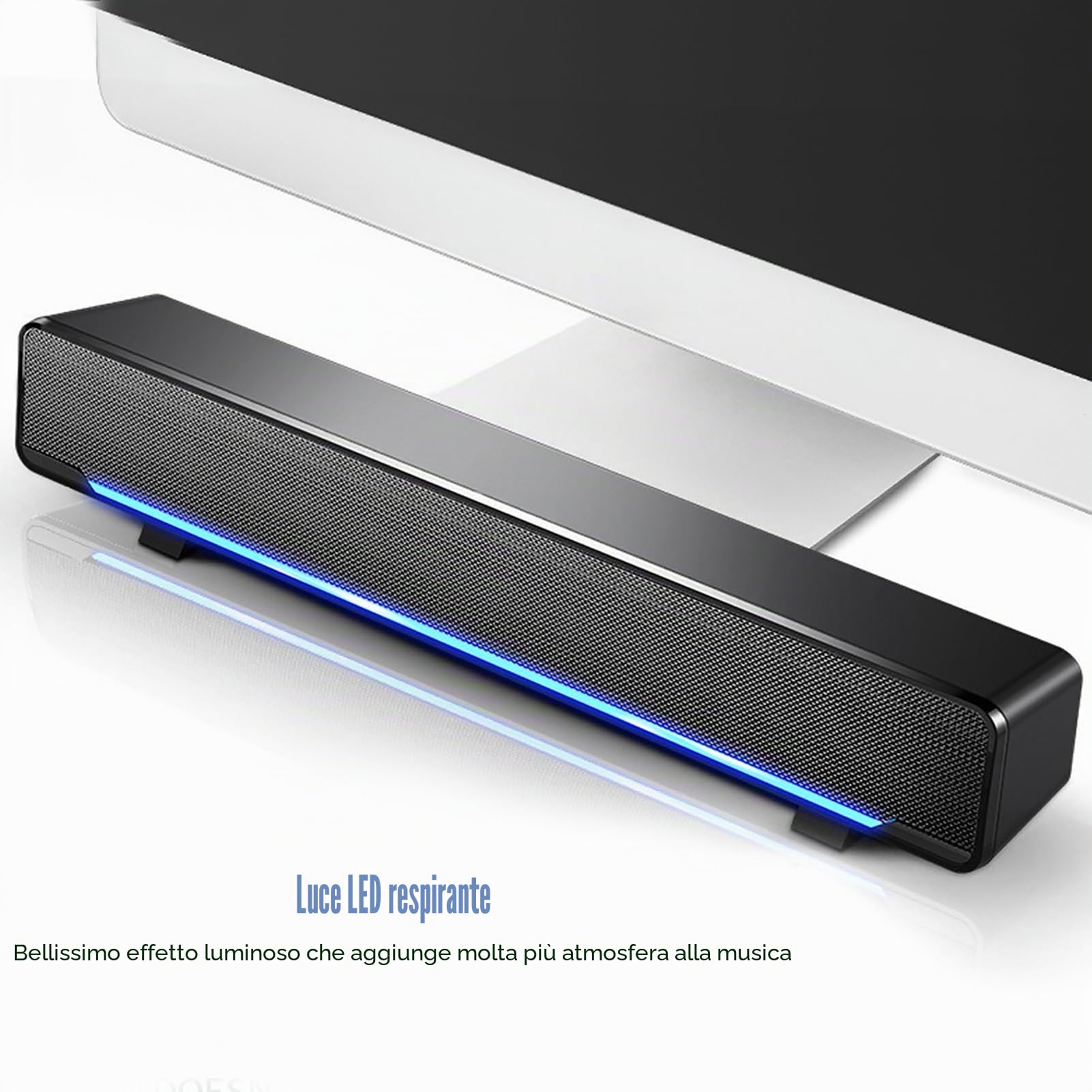 Ejoyous Soundbar portatile, soundbar stereo con cavo USB, lettore musicale, Bass Surround Soundbox con connettore audio da 3,5 mm, per PC, telefoni cellulari, desktop, laptop, TV, tablet, MP3, MP4