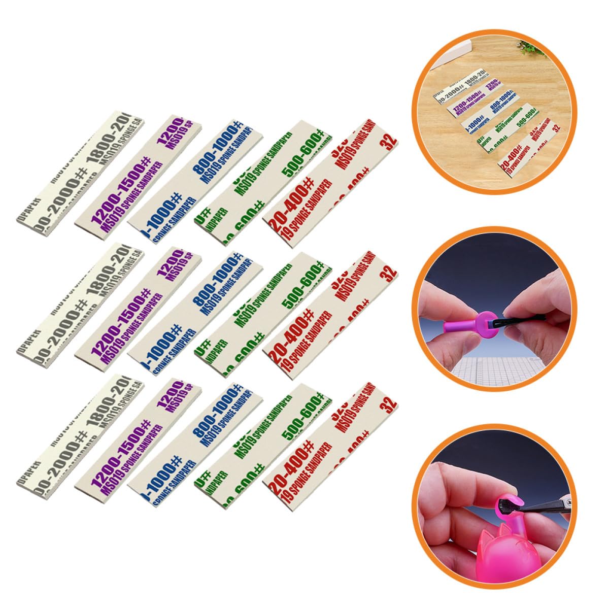 50 Pezzi Spugne per Lucidatura e Levigatura Modelli, Spugna Abrasiva in Materiale Sponge e Carta Vetrata, Grana 320-2000, Uso Confortevole per Hobby e Fai-da-te