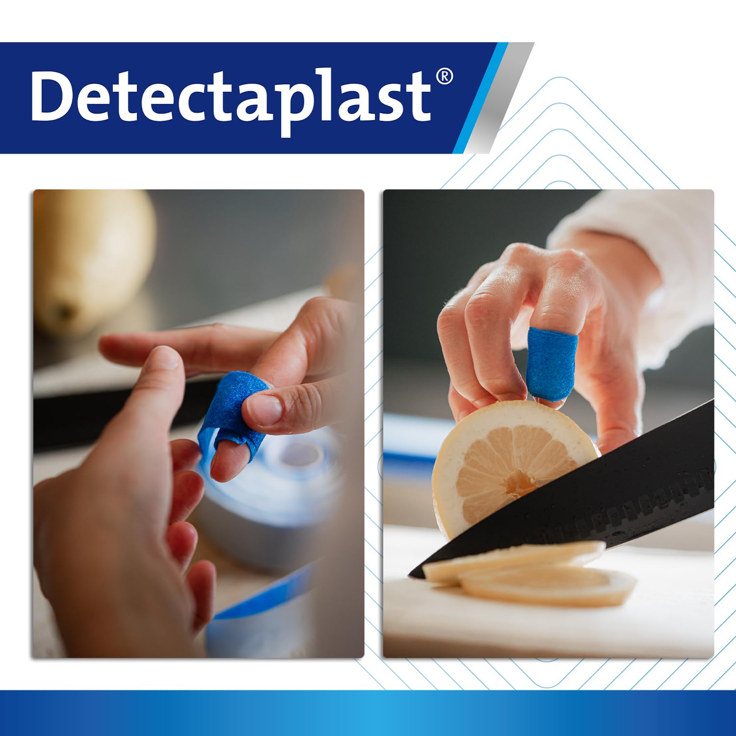 Detectaplast Wundverband, selbstklebender Verband für Wunden und Verletzungen, wasserfeste Pflaster Rolle für den Umgang mit Lebensmitteln, super elastisch, 6cm x 4,5m (Packung mit 2)