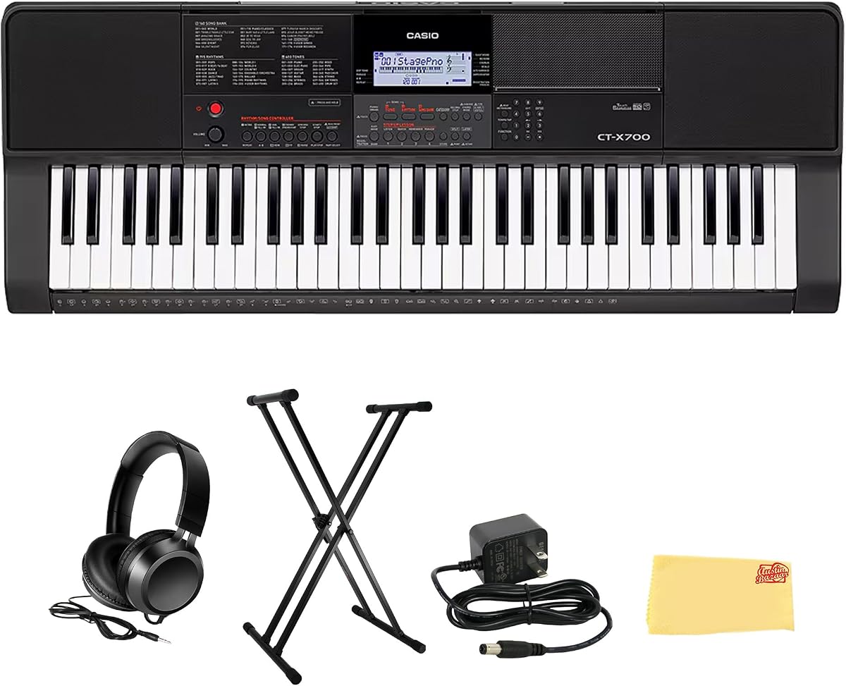 Paquete de teclado premium CT-X700 PPK con fuente de alimentación, soporte y auriculares exclusivo