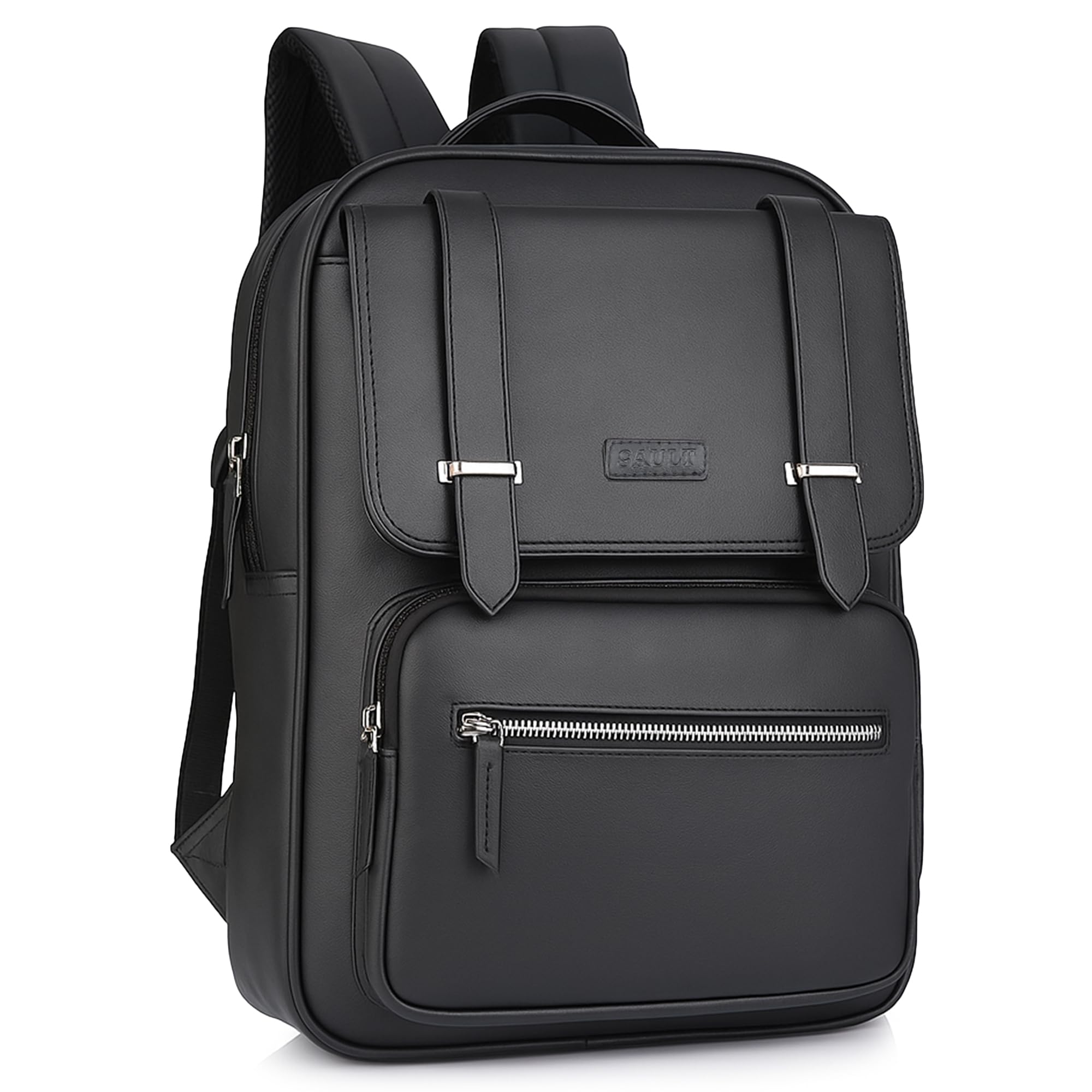 Vegan Leather Casual 15.6 Inch Laptop Travel Business College Office Backpack for Men & Women-image-13