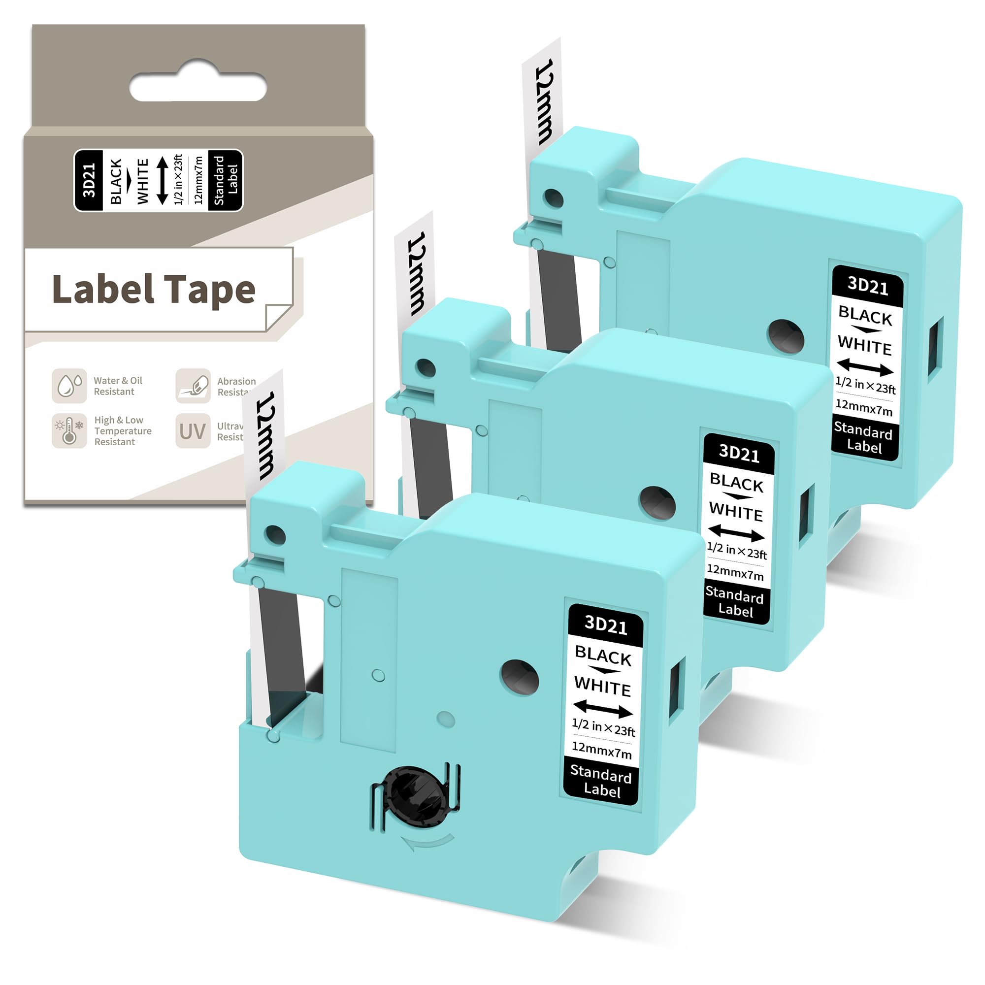 EazeID LM1600 Etikettenband Original 45013 Etikettenband 12mm Kompatibel mit Dymo D1 S0720530 für Dymo LabelManager 160 210D 280, Kompatibel mit D1 45013 A45013 Schwarz auf Weiß Schriftbänder