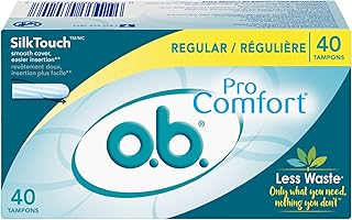 o.b. Pro Comfort Applicator Free Digital Tampons, Regular Absorbancy, 40 Count (Pack of 1)