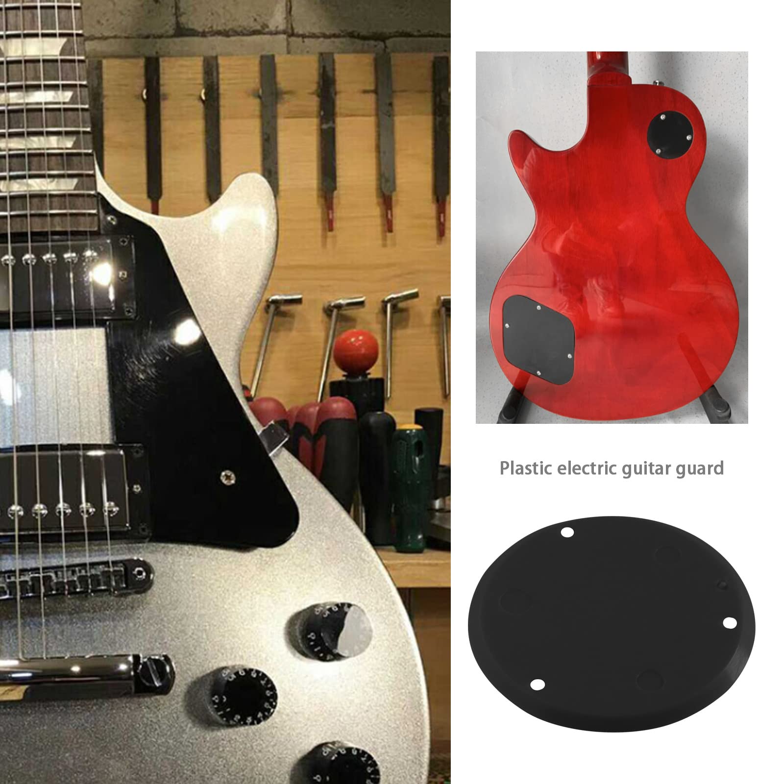 Zestaw 3 szt. LP Pickguard Control Backplate Przełącznik wyboru Pokrywa płyty ze śrubami Kompatybilny z Epiphone Les Paul Standardowa gitara Plastik czarny