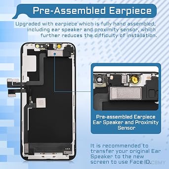 for iPhone 11 Pro LCD Screen Replacement Kit 5.8 3D Touch Display Digitizer Frame Full Assembly with Earpiece Ear Speaker Sensor Waterproof Adhesive Complete Repair Tools A2160 A2217 A2215