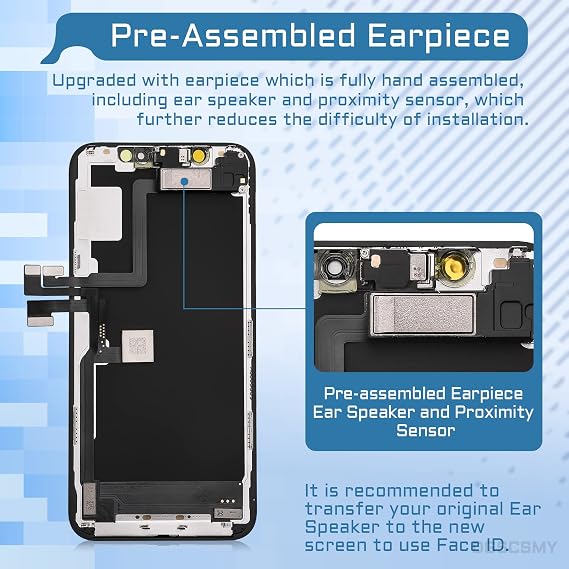 for iPhone 11 Pro LCD Screen Replacement Kit 5.8 3D Touch Display Digitizer Frame Full Assembly with Earpiece Ear Speaker Sensor Waterproof Adhesive Complete Repair Tools A2160 A2217 A2215