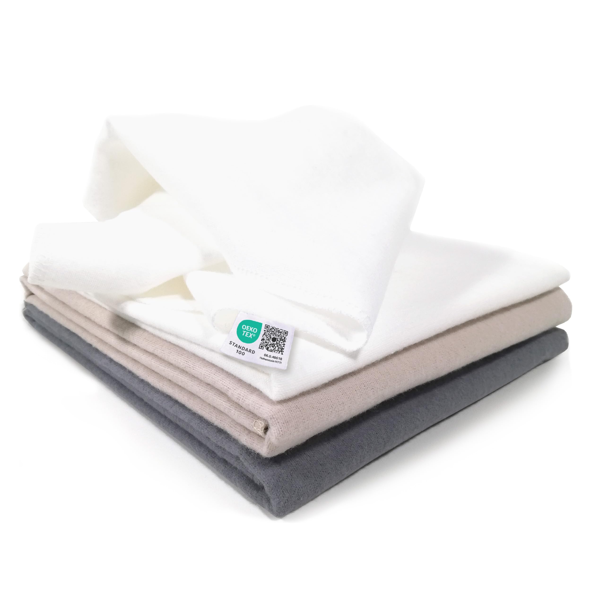 MAKIAN Molleton Cloth Nappies, Pack of 3, 80 x 80 cm, Soft Baby Burp Cloths Made of 100% Cotton