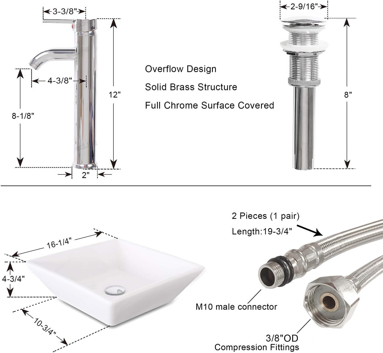 Flash Deals - 50% OFF eclife 24” Bathroom Vanity Sink Combo White Cabinet Vanity Vessel Sink & 1.5 GPM Water Save Faucet & Solid Brass Pop Up Drain, with Mirror (A07B04W) Lowest Price eclife 24” Bathroom Vanity Sink Combo White Cabinet Vanity Vessel Sink & 1.5 GPM Water Save Faucet & Solid Brass Pop Up Drain, with Mirror (A07B04W)