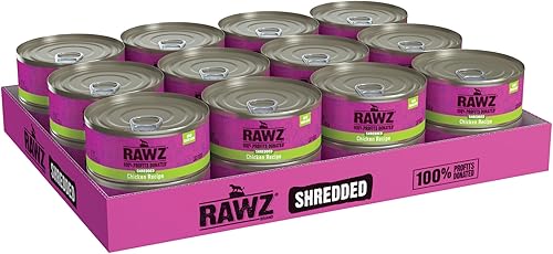 Miniatura 2 de Rawz Natural Premium - Alimento húmedo enlatado triturado para gatos, hecho con ingredientes de carne reales, sin BPA ni encías, latas de 5.5 onzas,