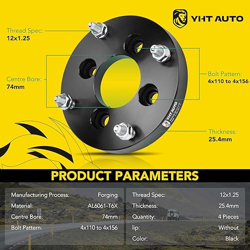 Miniatura 4 de YHTAUTO Adaptadores de rueda de 4 x 110 a 0.157 x 6.142 in de 1 pulgada para modelos Honda, Suzuki y Arctic Cat, Foreman 400, DS450, Quest 500,