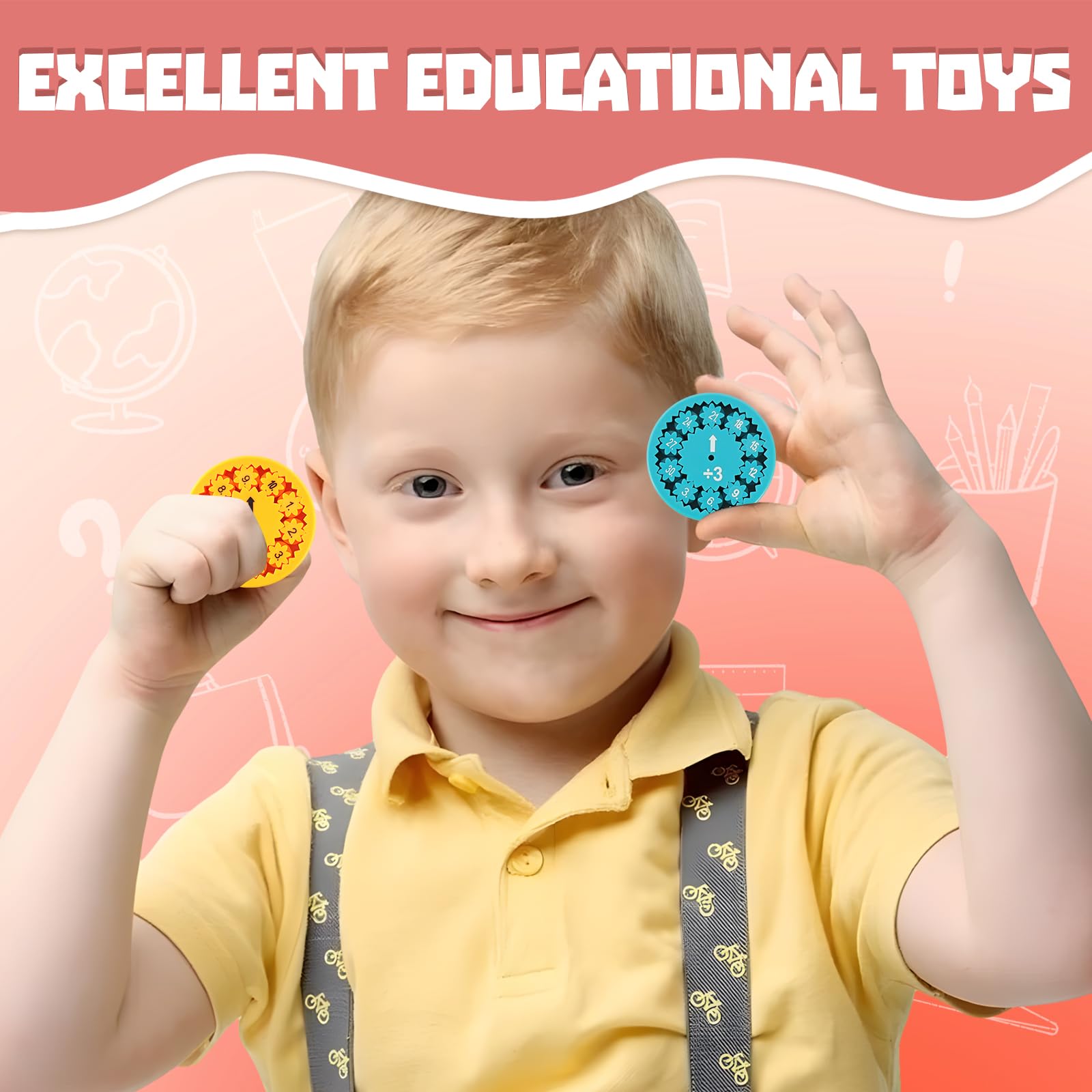 Math Fidget Spinner, 18-Częściowy Zestaw Zabawnych Zabawek Edukacyjnych Fidget (Dodawanie Odejmowanie Mnożenie Dzielenie), Spinner na Palce Łagodzący Stres, Zabawka Matematyczna Fidget