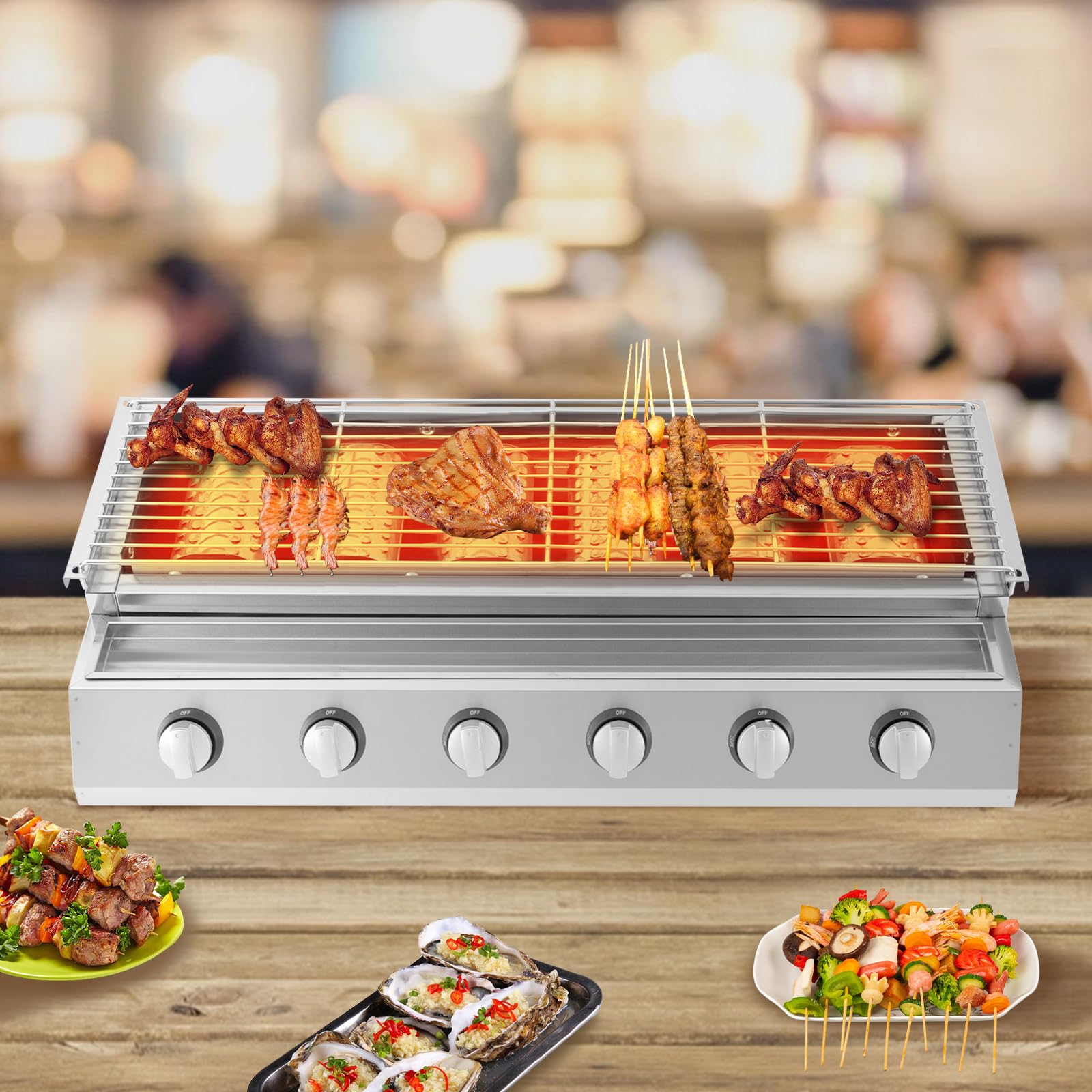 Plancha de gas comercial para encimera, parrilla de 6 quemadores, parrilla de gas portátil para exteriores con encendido electrónico, parrilla de gasolina para camping y barbacoa